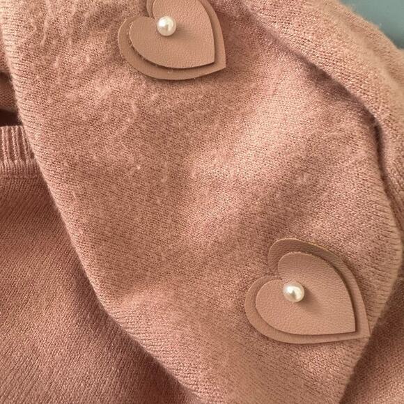 Sioni Milano Sweater Size XL 3D Heart Soft Blush Pink Romantic Euro Whimsy Cozy - Picture 8 of 10